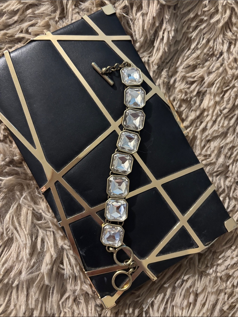 Chloe + Isabel Gold Link Bracelet with Clear Crystal Squares
